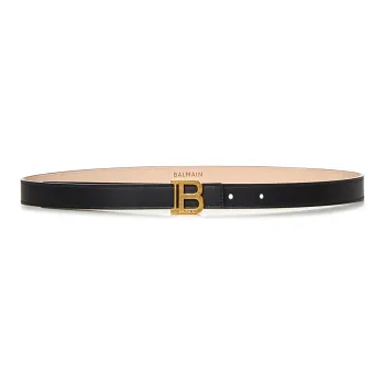 BALMAIN Letter B Buckle Smooth Buckle Leather Belts Women's Black Width 2CM