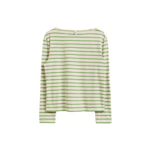 Other Stories T-Shirts Women's White/Green Stripes