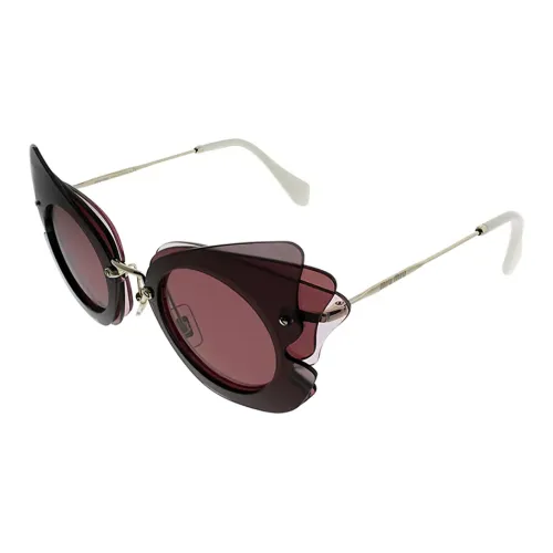 MIU MIU Metal Acetate Irregular Shape Sunglasses Women's Red