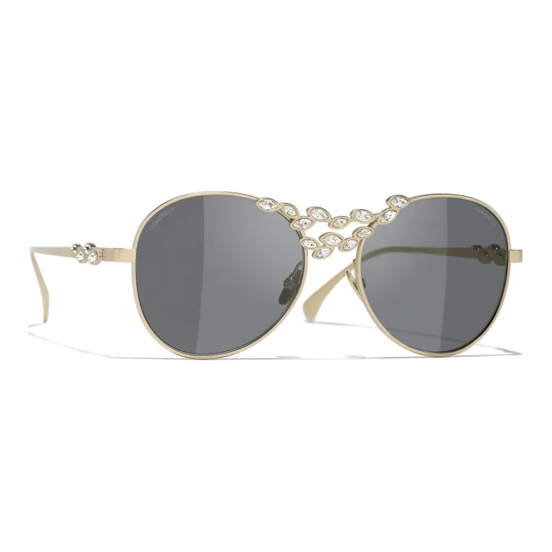CHANEL Aviator Sunglasses Unisex Gold-2