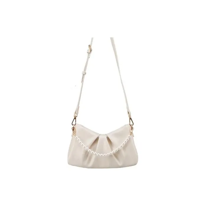 YEARCON Synthetic Leather Portable Crossbody Bag, Shoulder Bag Women's Ecru-2