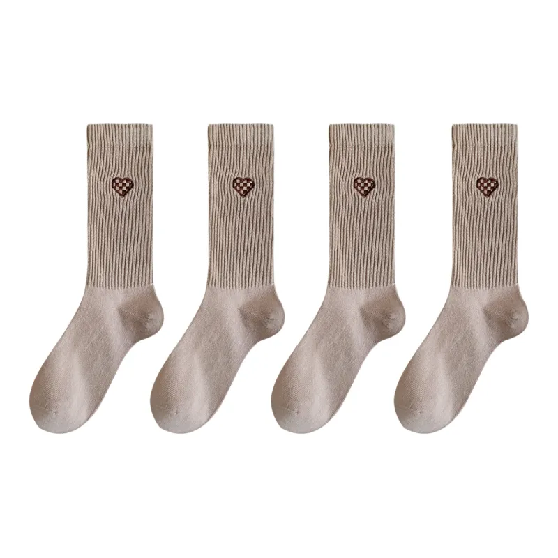 XXLLG Spring And Fall Mid Calf Socks Women's 4 Pack-8