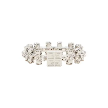 Givenchy Brass Swarovski Crystal Rings Men's Silver