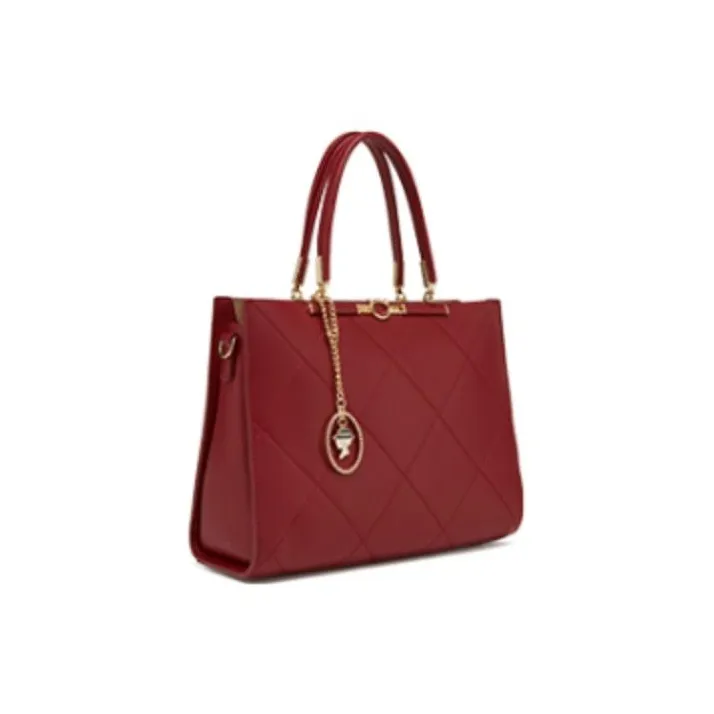 YEARCON Synthetic Leather Tote Bag, Shopping Bag, Crossbody Bag, One Shoulder Handbag Large Size Women's Burgundy-1