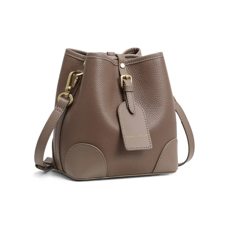 COMELY Cow Leather Patchwork Synthetic Leather Bucket Bags Shoulder Bag Crossbody Bag Regular Women's Lotus Pond Lotus-2