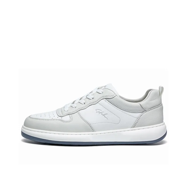 Satchi Lightweight Wear Resistant And Slip Resistant Low Top Skateboard Shoes Men's Gray White 3CM-0