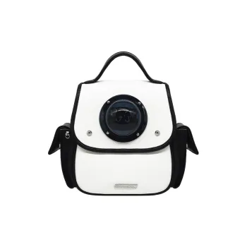 Kenghua Village PU Backpack Regular Women's Black White Color Blocking