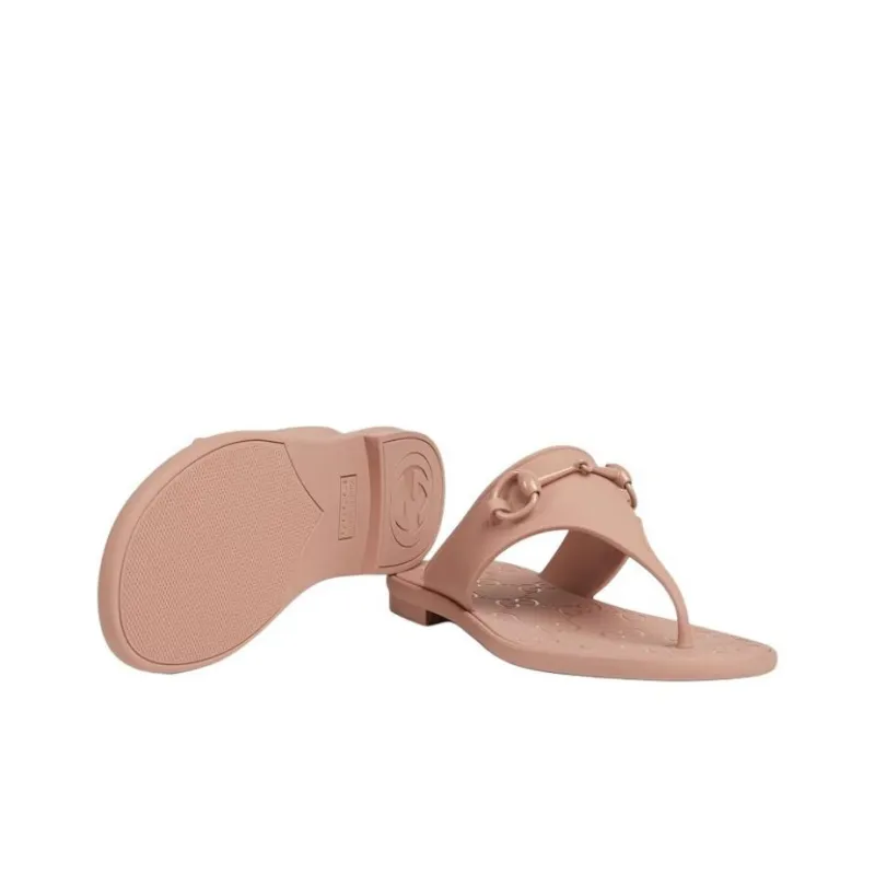 GUCCI Horsebit Rubber Sole Flip Flops Women's Pink-4