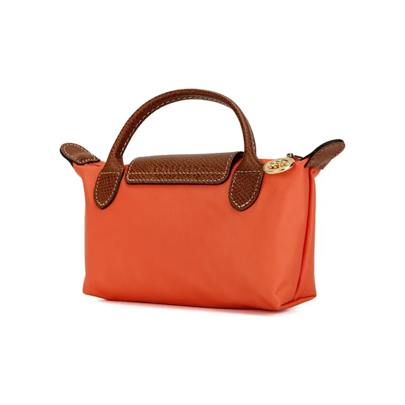 LONGCHAMP Fabric Cow Leather Patchwork Dumpling Bag Handbags Unisex Orange-3