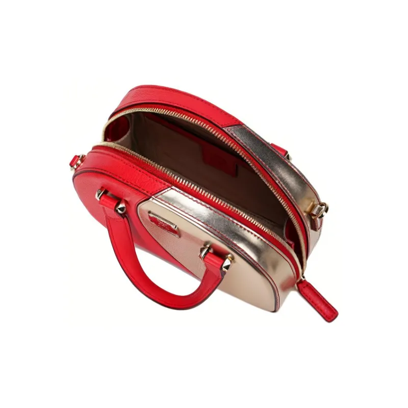 MCM Essential Visetos Origina Leather Crossbody Bag Mini Women's Gold Red-4