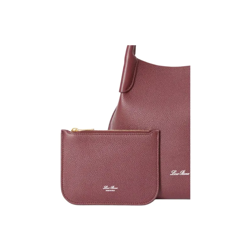 Loro Piana Calfskin Bucket Bag, Handbag, Shoulder Bag, Crossbody Bag Trumpets Women's Red Bean Color-4