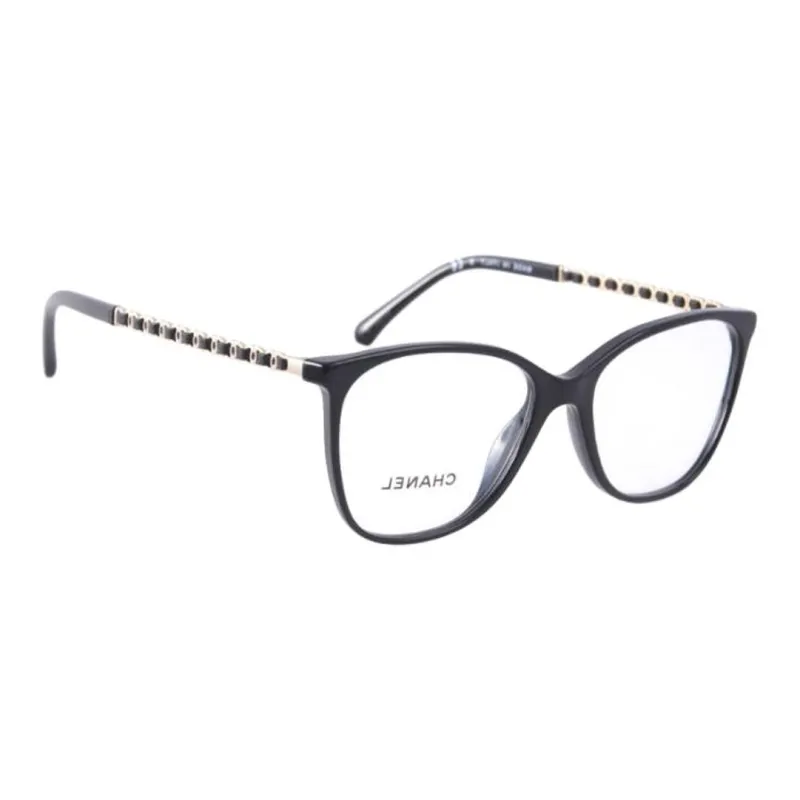CHANEL Acetate Oval Eyeglass Frames Women's Black-1