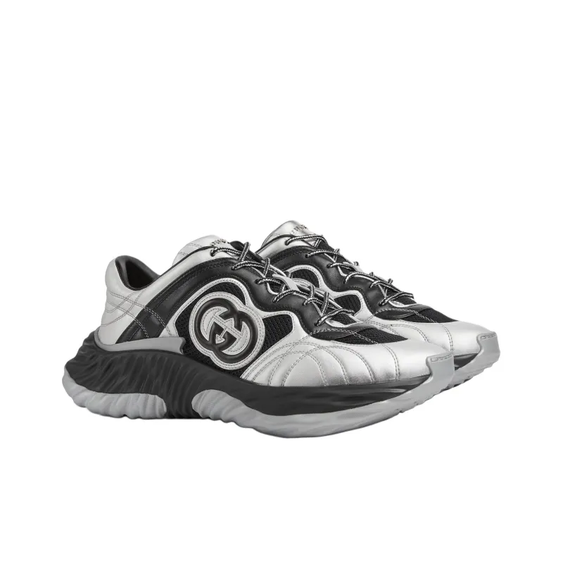 GUCCI Low Top Casual Shoes Men's Silver-2