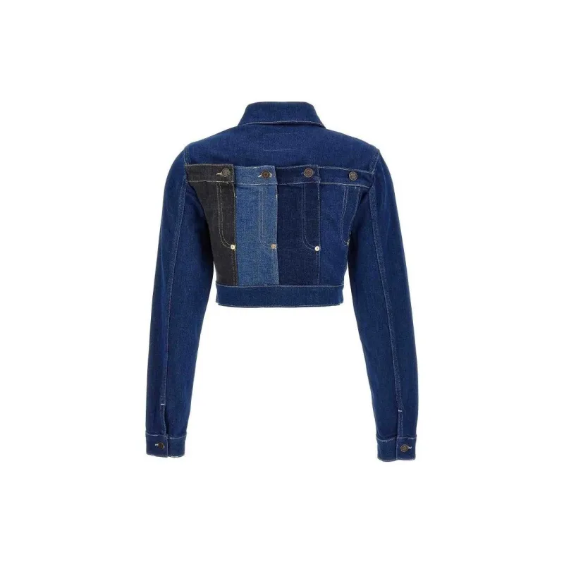 MOSCHINO Jeans Panelled Cropped Denim Jacket-1