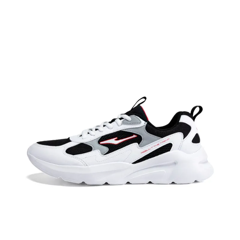 Erke Cushioned Slip Resistant Water Resistant Low Top Running Shoes Men's White Black-0