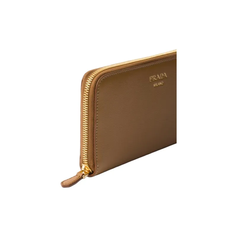 PRADA Leather Wallet Women's Camel-3