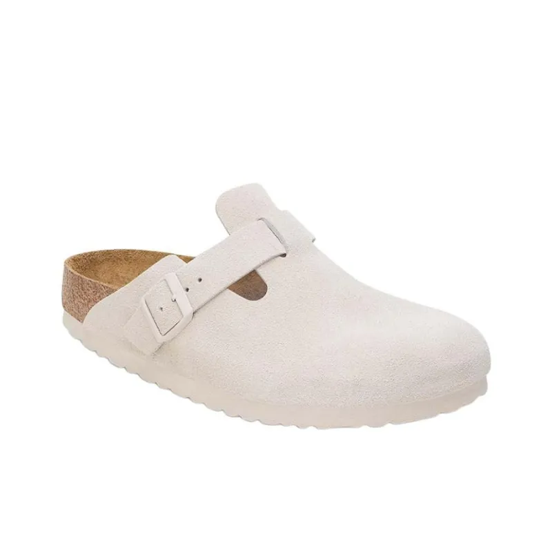 Birkenstock Boston Soft Footbed Suede Leather Narrow 'Antique White'-1