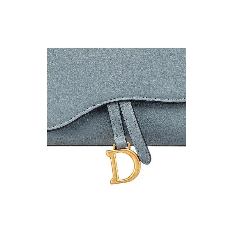 DIOR Saddle Goatskin Wallet Women's Cloud Blue-4