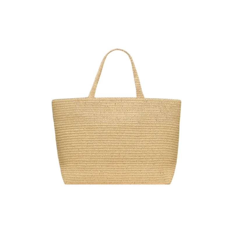 SAINT LAURENT Raffia Tote Bag, Shopping Bag, Handbag Unisex Natural-3