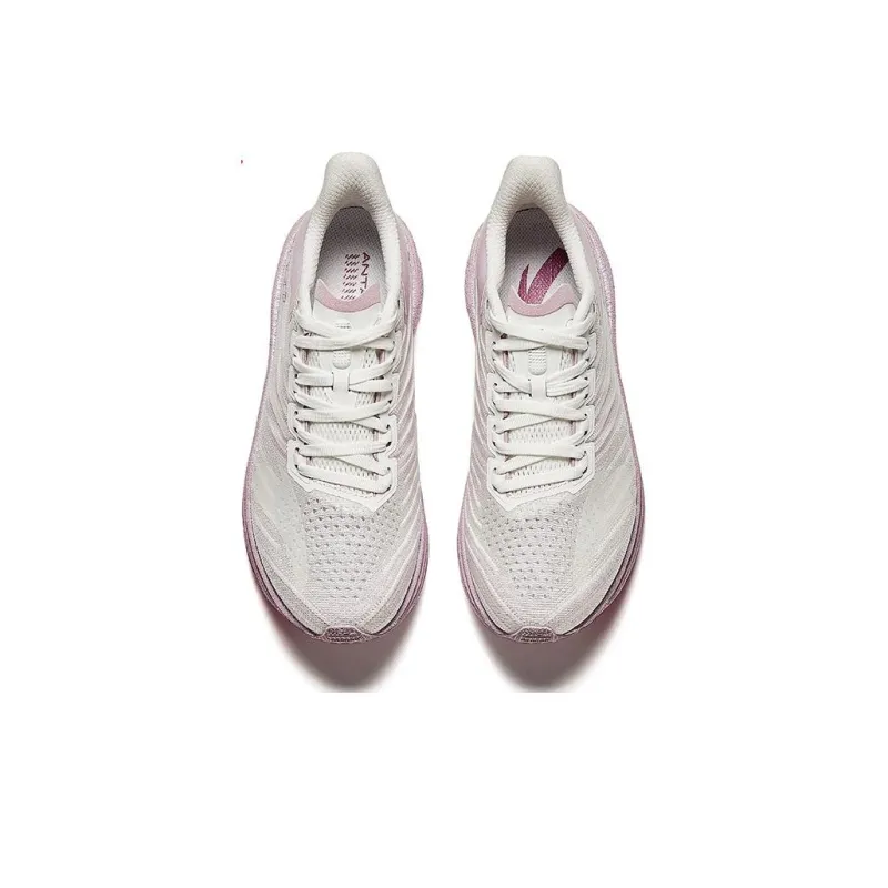 Anta MACH 4.0 Cushioned Slip Resistant Low Top Sprint Running Shoes Women's White Pink-2