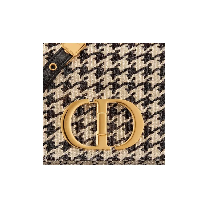 DIOR Caro Beaded Houndstooth Embroidery Shoulder Bag Crossbody Bag Small Size Women's Black/Beige-6