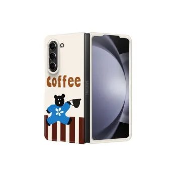 Kokoparty PC Material Coffee Bear Phone Case Compatible With Fold6/Fold5/w24/w25 Heart Of The World Cute Style