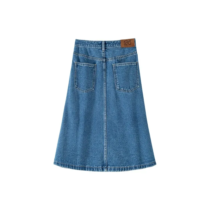 BANANA CICI Denim Long Skirts Women's Blue-1