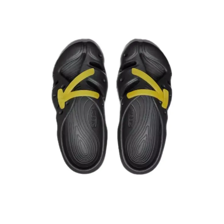 KEEN YOGEEZ Rubber Sole Slip Resistant Quick Dry Closed Toe Slippers Unisex Black Yellow-2