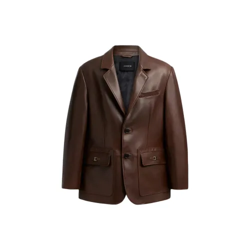 COACH Leather Jackets Men Brown