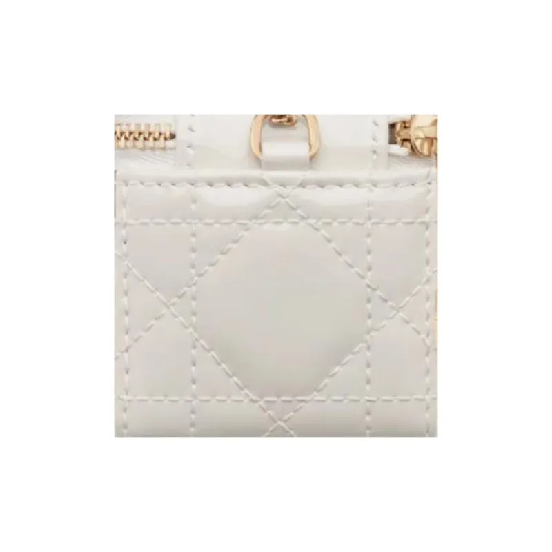 DIOR Patent Leather Cowhide Clutch Regular Women's White-4