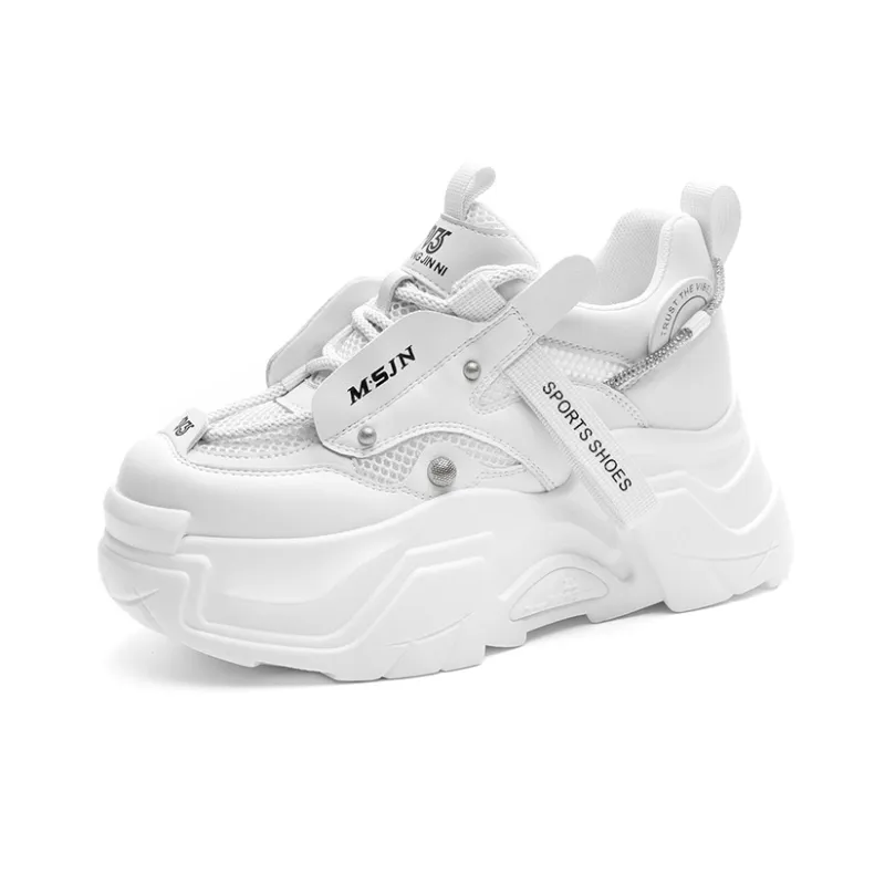 Shangjinni Lightweight Height Increasing Mid Top Chunky Sneakers Women's-6