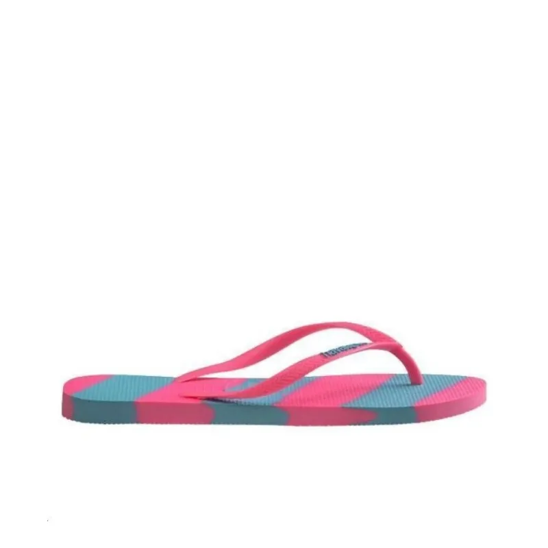 Havaianas Rubber Sole Slip Resistant Flip Flops Women's Pink Blue-1
