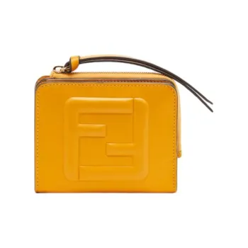 FENDI Leather Wallet Women's Orange