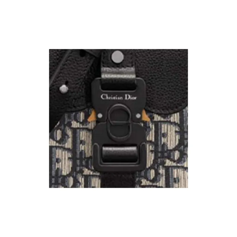 DIOR Grained Calfskin Shoulder Bag, Crossbody Bag With Cell Phone Pouch Regular Men's Black/Beige-5