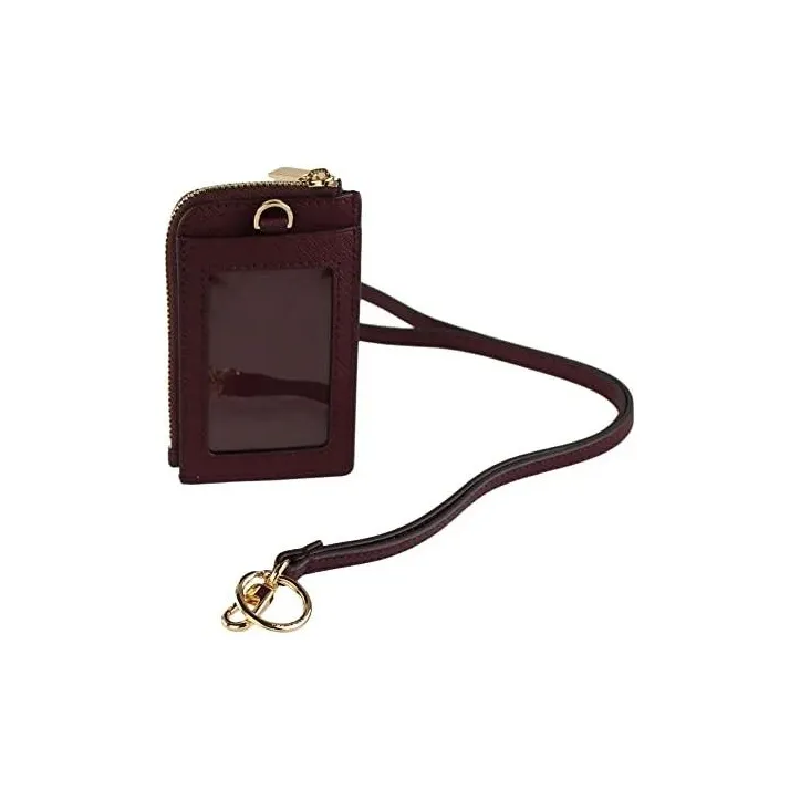 TORY BURCH Emerson Cross-Stitch Leather Lanyard ID Card Holder Small Size Women's Ox Blood Color-2