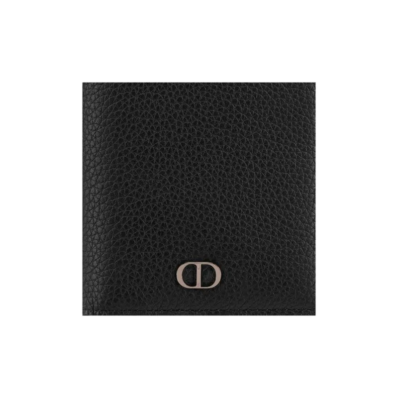 DIOR Grained Calfskin Card Holder Wallet Unisex Black-4