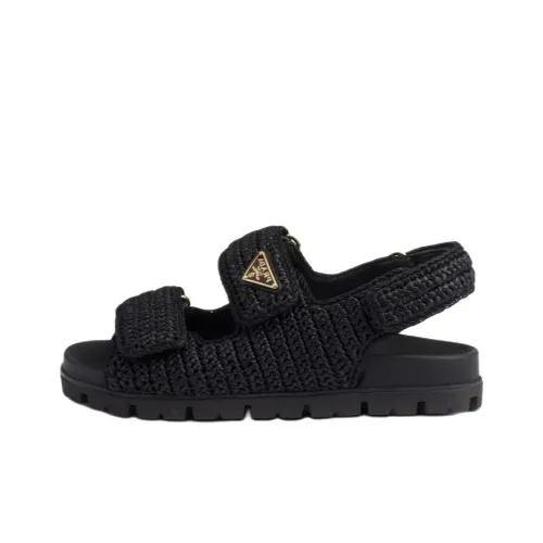 PRADA Logo-plaque Woven Sandals