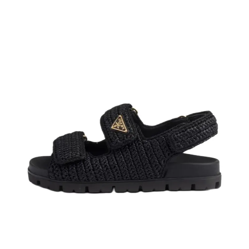PRADA Logo-plaque Woven Sandals-0