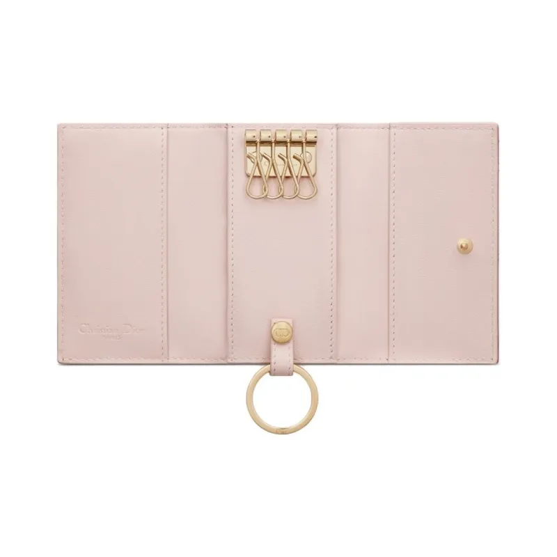 DIOR Lady Dior Lambskin Key Pouch Women's Pink-3