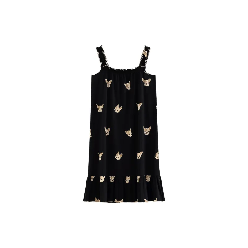 Yue Nei Nightgown Women's Elegant Black-0