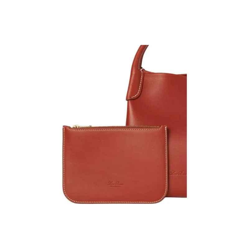 Loro Piana Calfskin Bucket Bag, Handbag, Shoulder Bag, Crossbody Bag Trumpets Women's Dark Brown-4