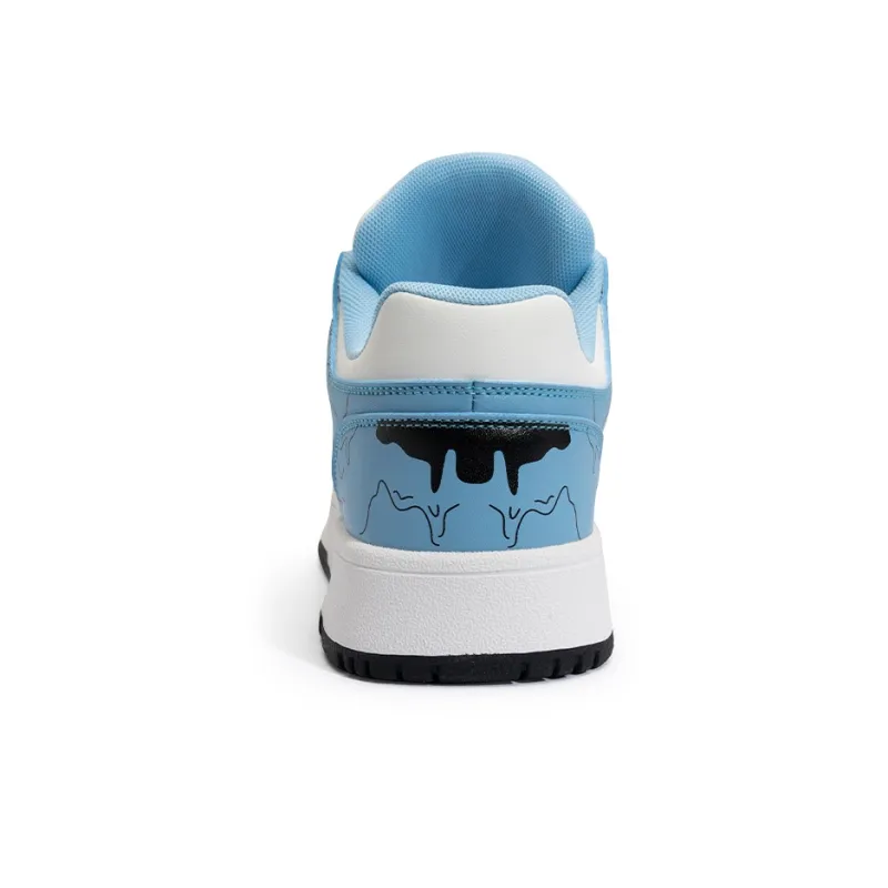 JWVR Anti Slip Wear Resistant Low Top Skateboard Shoes Unisex White Blue-6