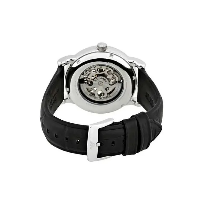 EMPORIO ARMANI Wrist Watch Automatic Mechanical Movement Leather Watch Bands White Dial Unisex AR1981+AR60019-3