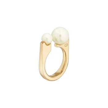 DIOR Pearl Metal Rings Women's Gold