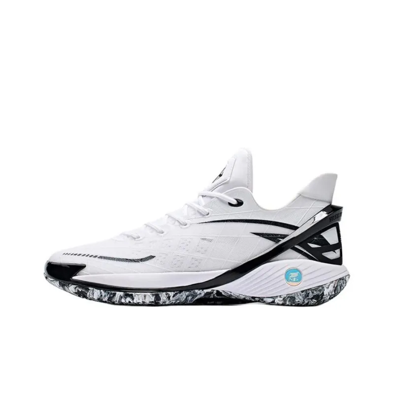 Anta Frivolous Series Cushioned Slip-Resistant Low-Top Basketball Shoes Men's White Black-0