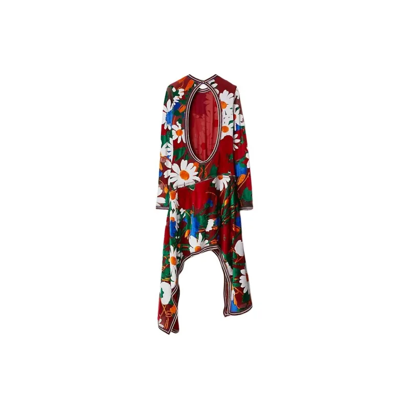 Burberry Daisy Garden-print Velvet Midi Dress-1