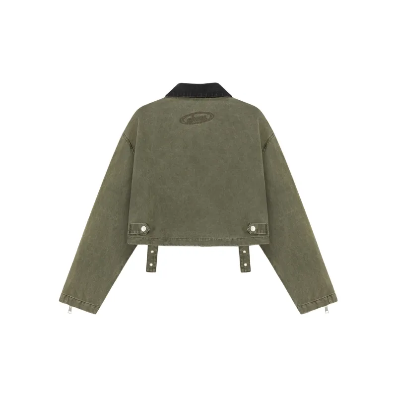 CHUU Cropped Coats Women's Army Green-1