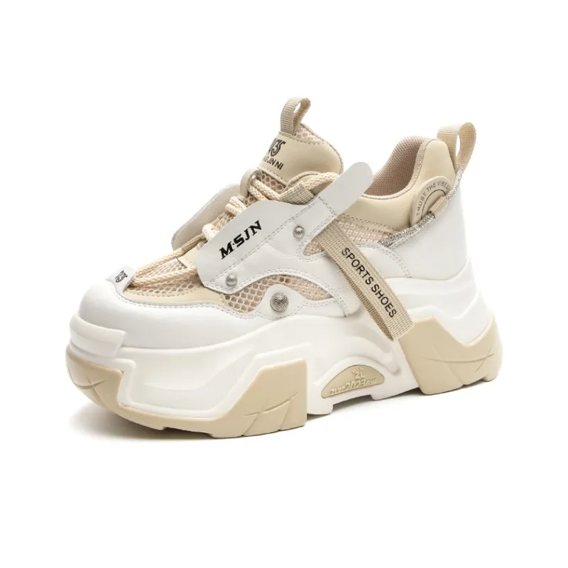 Shangjinni Lightweight Height Increasing Mid Top Chunky Sneakers Women's-12