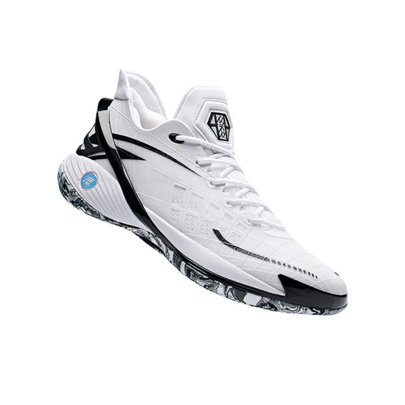 Anta Frivolous Series Cushioned Slip-Resistant Low-Top Basketball Shoes Men's White Black-2