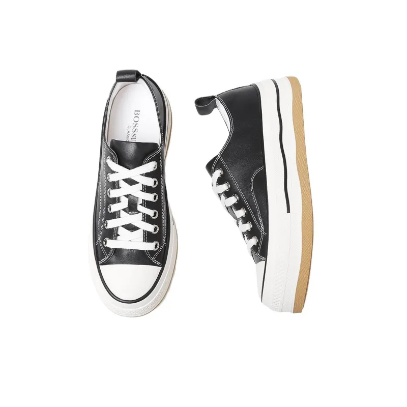 BOSSSUNWEN Height Increasing Low Top Skateboard Shoes Women's-2
